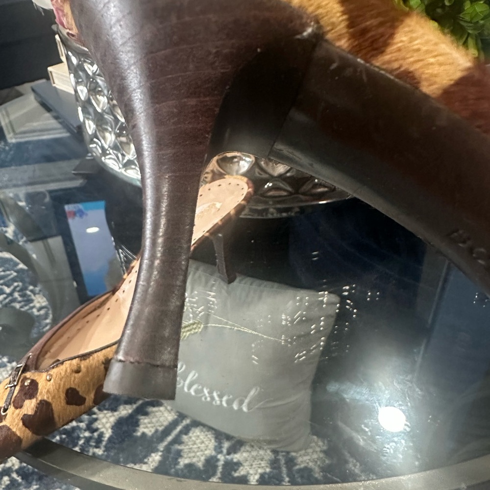 BCBGirls Brown Leopard Print Mule Heels - Picture 11 of 12